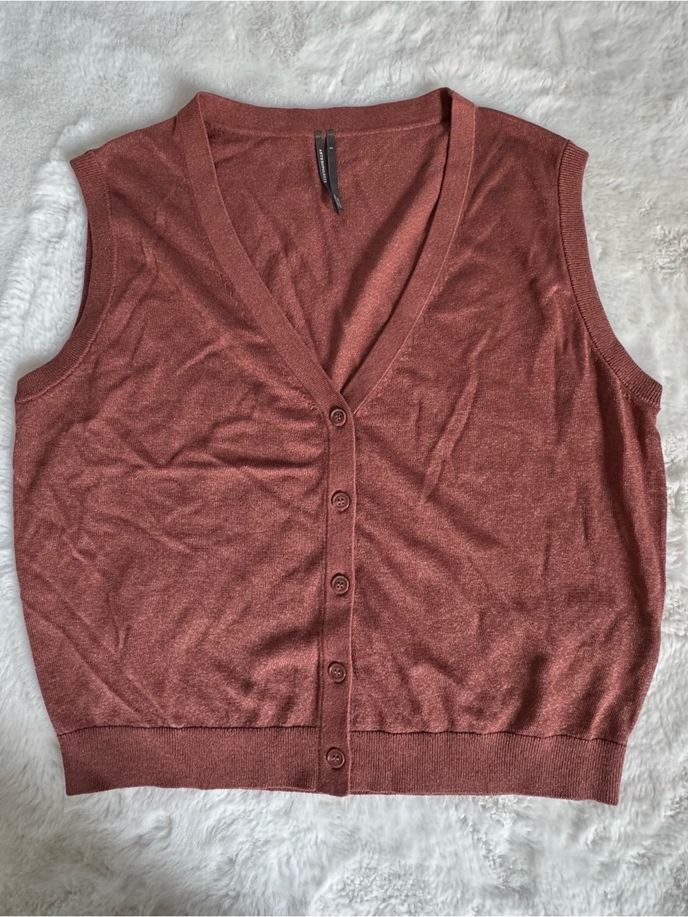 Anthropologie Rust-Brown Sleeveless Button-Front Knit Tank - Picture 4 of 11
